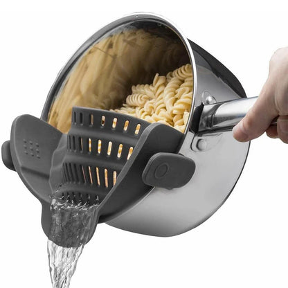 Silicone Clip On Pot Strainer for Pots & Pans – Heat Resistant Pasta and Vegetable Colander