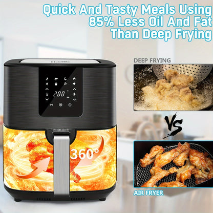7QT Digital Air Fryer 1500W with 8 Preset Cooking Programs & Touch Screen Control