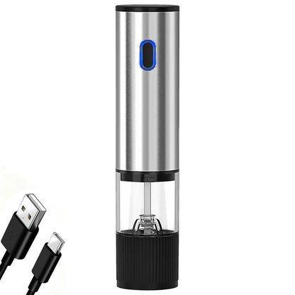 Rechargeable Electric Salt and Pepper Grinder with Adjustable Coarseness – Stainless Steel Spice Mill