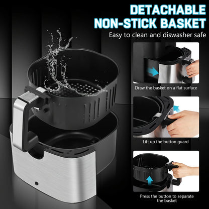 7QT Digital Air Fryer 1500W with 8 Preset Cooking Programs & Touch Screen Control