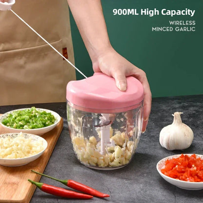 Manual Vegetable Chopper & Garlic Crusher with Stainless Steel Blades Food Processor