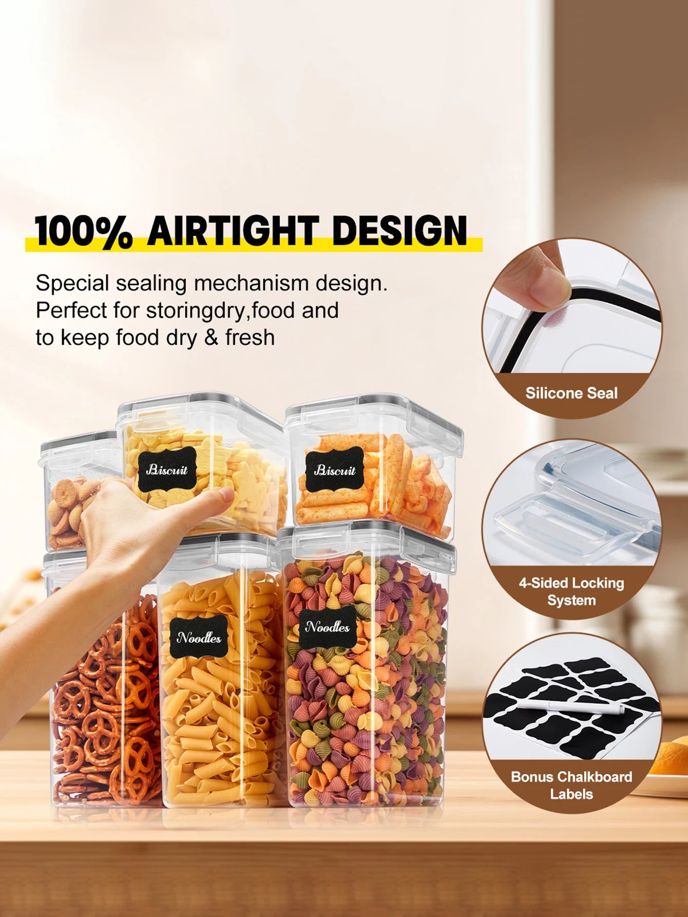 24 Piece Airtight Food Storage Container Set with Lids for Pantry Organization & Meal Prep